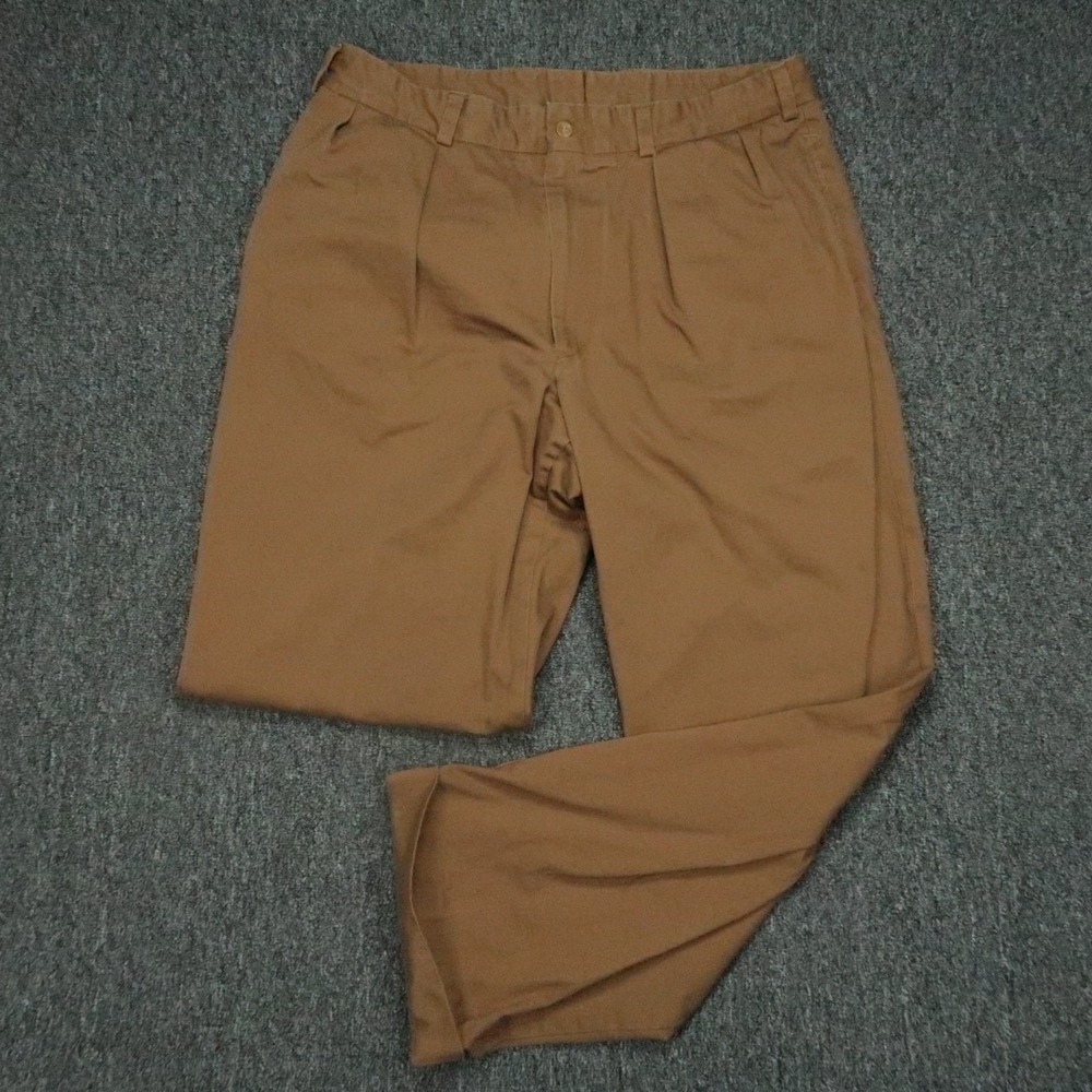 Bills Khakis Pants Men 35x30 Brown Original Twill Relaxed Fit Pleated Cuffed